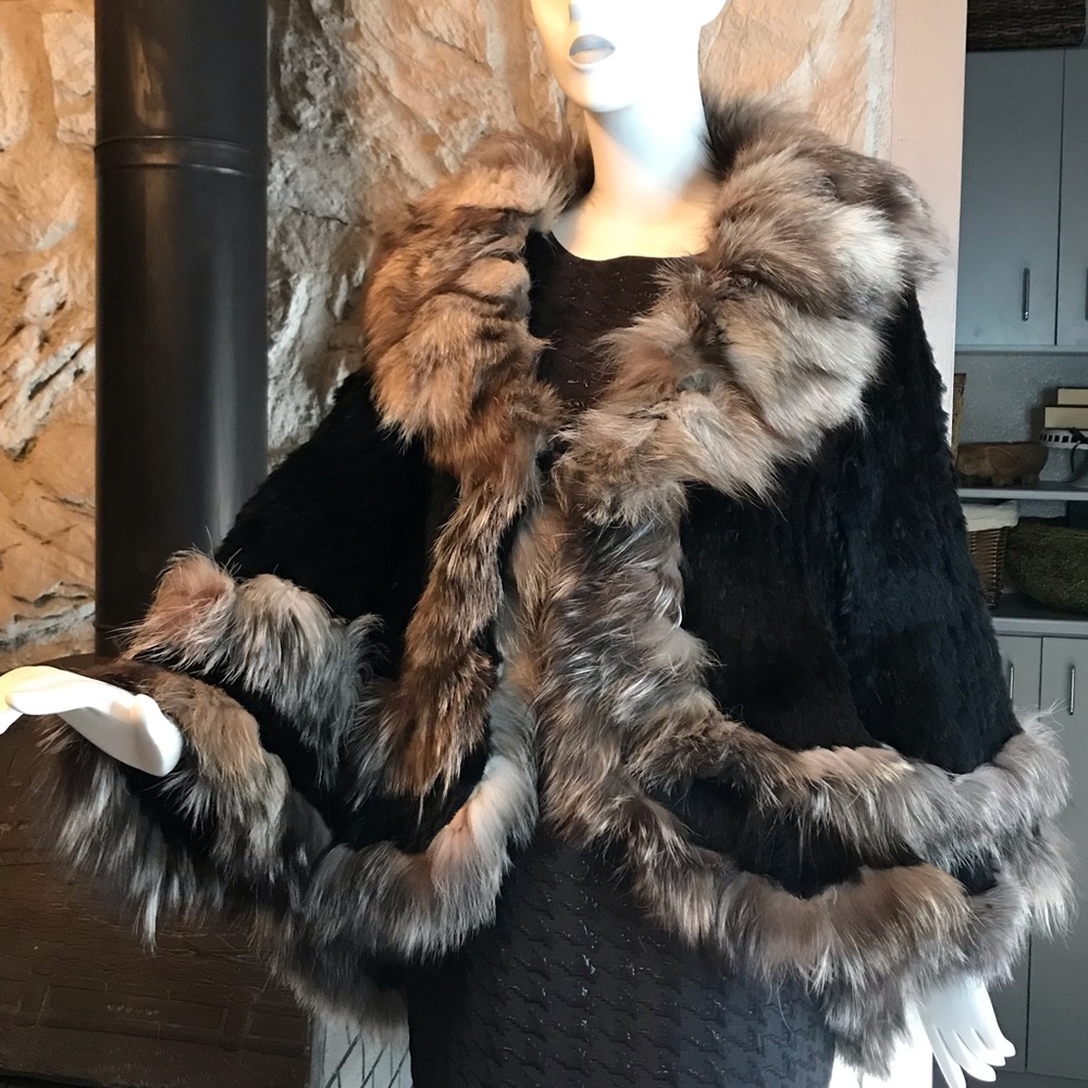 Natural Rabbit fur cloak